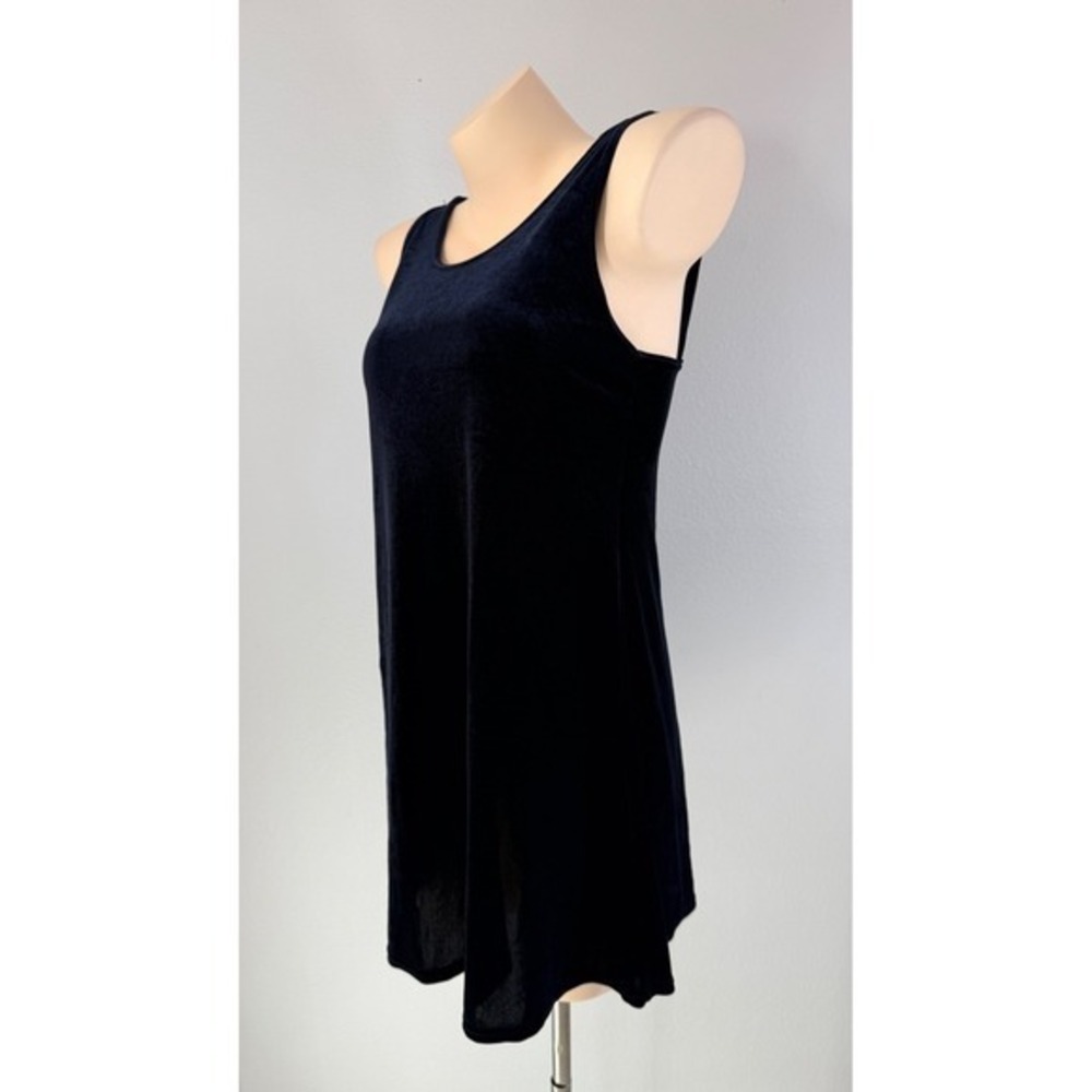 VTG USA Laurel California Grunge Goth Black Velvet Sleeveless Mini Shift Dress M - Picture 6 of 11